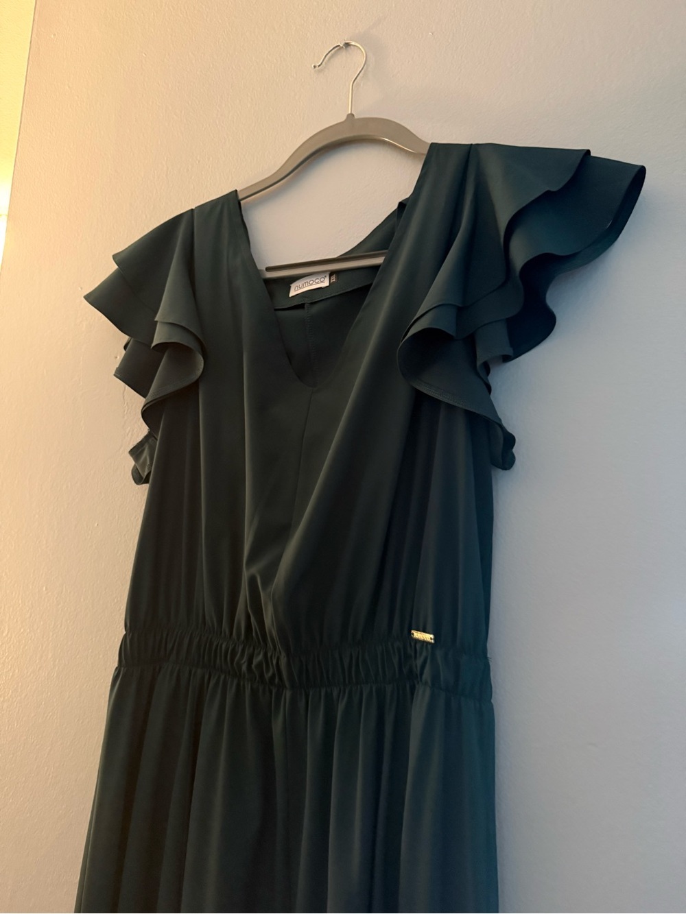 Numoco Elegant V-Neck Ruffle Sleeve Maxi Dress - Picture 5 of 8